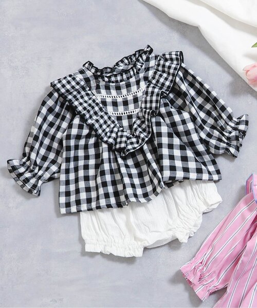 apres les cours(アプレレクール)の「【リンク】 フリルセットアップ(その他ベビーウェア・キッズ・チェック/ストライプ・70/80)」の2枚目の写真