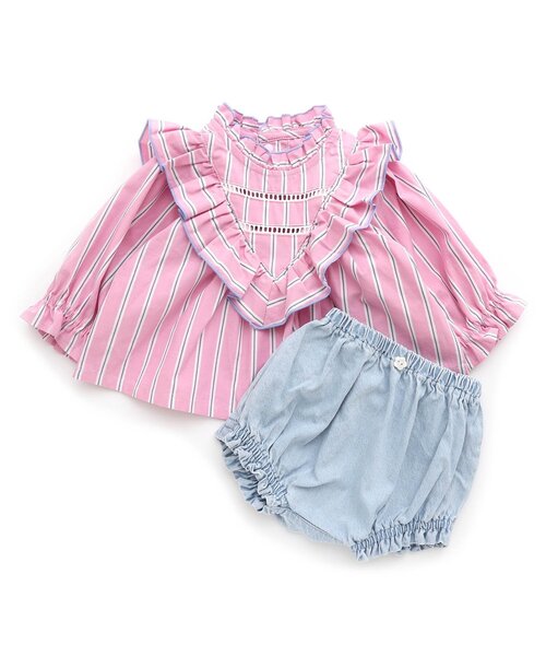 apres les cours(アプレレクール)の「【リンク】 フリルセットアップ(その他ベビーウェア・キッズ・チェック/ストライプ・70/80)」の5枚目の写真