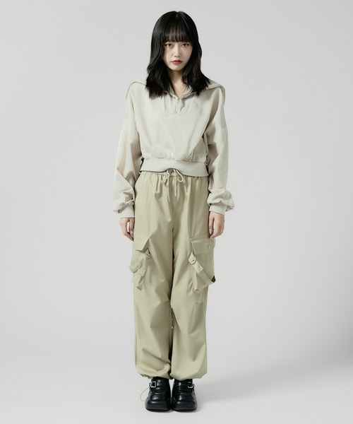Chick（チック）の「Cargo pants / ドローコード付きカーゴパンツ（カーゴパンツ・レディース・グレー/オリーブ/ブラック/ベージュ・M/L）」の22枚目の写真