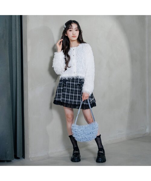 algy(アルジー)の「2WAYテープヤーンタンタケカーデ(カーディガン/ボレロ・キッズ・オフホワイト/サックスブルー・XX-SMALL/X-SMALL/MEDIUM/SMALL)」の3枚目の写真