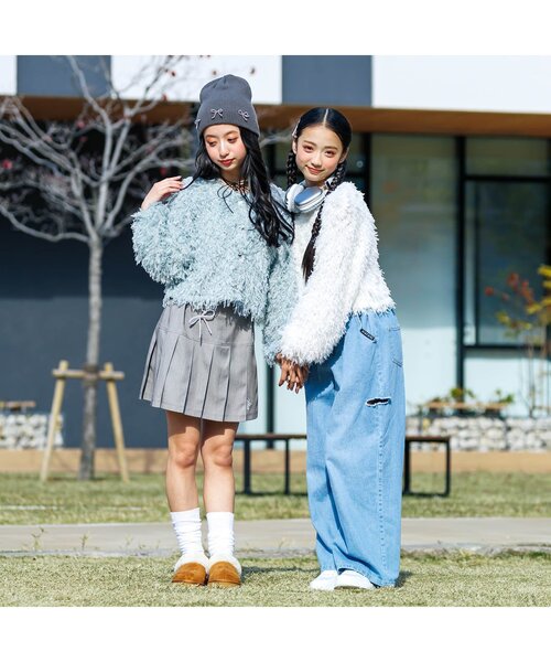 algy(アルジー)の「2WAYテープヤーンタンタケカーデ(カーディガン/ボレロ・キッズ・オフホワイト/サックスブルー・XX-SMALL/X-SMALL/MEDIUM/SMALL)」の6枚目の写真