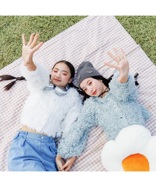 algy(アルジー)の「2WAYテープヤーンタンタケカーデ(カーディガン/ボレロ・キッズ・オフホワイト/サックスブルー・XX-SMALL/X-SMALL/MEDIUM/SMALL)」の7枚目の写真