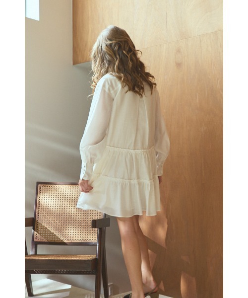 Estella.K(エステラケー)の「Joslin Dress ティアードミニドレス(ワンピース・レディース・ブラック/ホワイト/ワインレッド・FREE)」の6枚目の写真