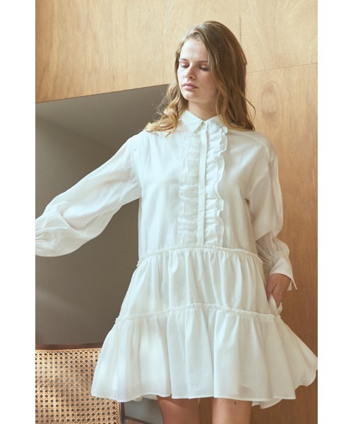 Estella.K(エステラケー)の「Joslin Dress ティアードミニドレス(ワンピース・レディース・ブラック/ホワイト/ワインレッド・FREE)」の9枚目の写真