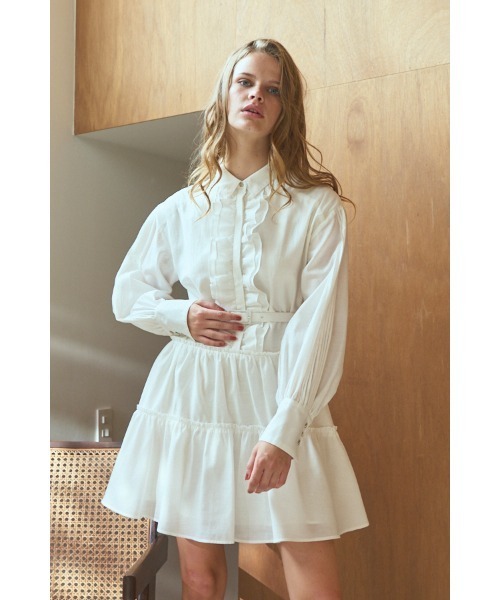 Estella.K(エステラケー)の「Joslin Dress ティアードミニドレス(ワンピース・レディース・ブラック/ホワイト/ワインレッド・FREE)」の14枚目の写真
