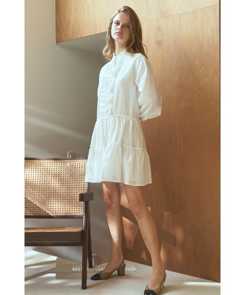 Estella.K(エステラケー)の「Joslin Dress ティアードミニドレス(ワンピース・レディース・ブラック/ホワイト/ワインレッド・FREE)」の5枚目の写真