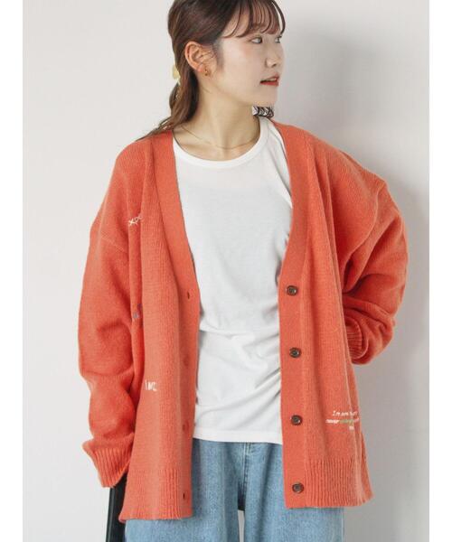 ehka sopo（エヘカソポ）の「らくがき刺繍Vネックカーディガン（カーディガン/ボレロ・レディース・オレンジ/サックスブルー/ブラック/キナリ・F）」の22枚目の写真