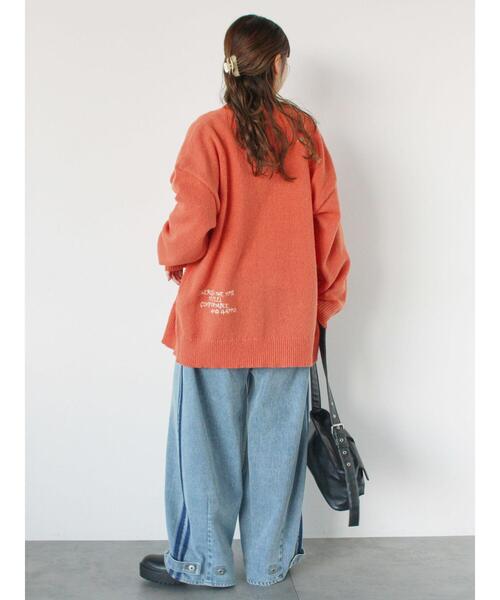 ehka sopo（エヘカソポ）の「らくがき刺繍Vネックカーディガン（カーディガン/ボレロ・レディース・オレンジ/サックスブルー/ブラック/キナリ・F）」の19枚目の写真