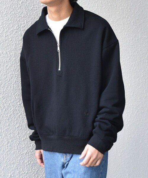 セール】SHIPS any: ワンポイント 刺繍 ロゴ ハーフジップ ポロ