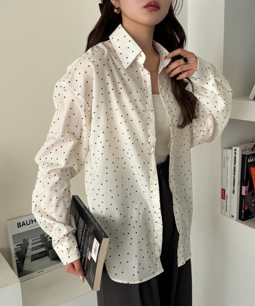 efill（エフィル）の「バックリボン ドット スタンドカラー ブラウス（シャツ/ブラウス・レディース・アイボリー・FREE）」の15枚目の写真