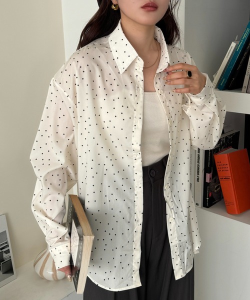 efill（エフィル）の「バックリボン ドット スタンドカラー ブラウス（シャツ/ブラウス・レディース・アイボリー・FREE）」の3枚目の写真