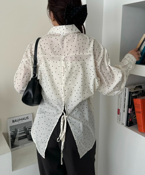 efill（エフィル）の「バックリボン ドット スタンドカラー ブラウス（シャツ/ブラウス・レディース・アイボリー・FREE）」の16枚目の写真