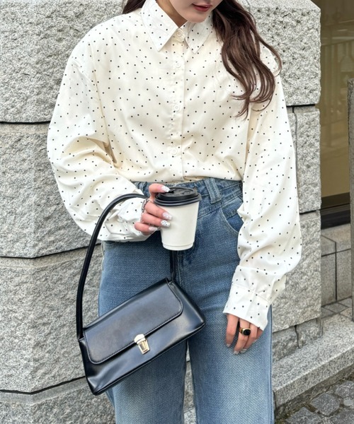 efill（エフィル）の「バックリボン ドット スタンドカラー ブラウス（シャツ/ブラウス・レディース・アイボリー・FREE）」の12枚目の写真