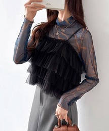 COCOMOMO | 【カラー展開あり】 バックリボン ティアード チュールキャミビスチェ フリルキャミソール(キャミソール)