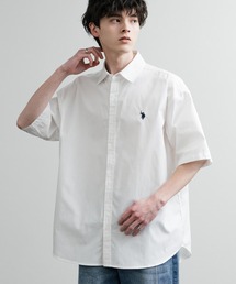 U.S. POLO ASSN.（ユーエスポロアッスン）の「U.S. POLO ASSN. ユーエスポロアッスン オーバーサイズ 無地 ストライプ チェック柄 ワンポイントロゴ刺繍半袖レギュラーカラーブロードシャツ（シャツ/ブラウス・メンズ）」