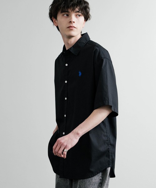 U.S. POLO ASSN.(ユーエスポロアッスン)の「U.S. POLO ASSN. ユーエスポロアッスン オーバーサイズ 無地 ストライプ チェック柄 ワンポイントロゴ刺繍半袖レギュラーカラーブロードシャツ(シャツ/ブラウス・メンズ・アイボリー/サックスブルー/ライトブルー/ホワイト/ネイビー/ブラック・L/LL/M)」の15枚目の写真