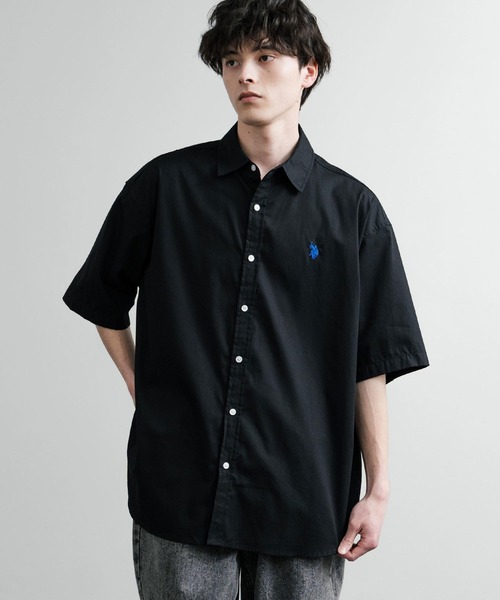 U.S. POLO ASSN.(ユーエスポロアッスン)の「U.S. POLO ASSN. ユーエスポロアッスン オーバーサイズ 無地 ストライプ チェック柄 ワンポイントロゴ刺繍半袖レギュラーカラーブロードシャツ(シャツ/ブラウス・メンズ・アイボリー/サックスブルー/ライトブルー/ホワイト/ネイビー/ブラック・L/LL/M)」の16枚目の写真