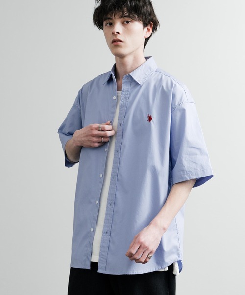 U.S. POLO ASSN.(ユーエスポロアッスン)の「U.S. POLO ASSN. ユーエスポロアッスン オーバーサイズ 無地 ストライプ チェック柄 ワンポイントロゴ刺繍半袖レギュラーカラーブロードシャツ(シャツ/ブラウス・メンズ・アイボリー/サックスブルー/ライトブルー/ホワイト/ネイビー/ブラック・L/LL/M)」の19枚目の写真