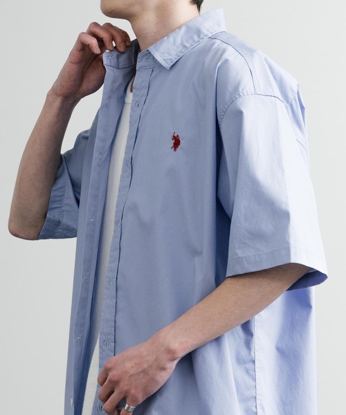 U.S. POLO ASSN.(ユーエスポロアッスン)の「U.S. POLO ASSN. ユーエスポロアッスン オーバーサイズ 無地 ストライプ チェック柄 ワンポイントロゴ刺繍半袖レギュラーカラーブロードシャツ(シャツ/ブラウス・メンズ・アイボリー/サックスブルー/ライトブルー/ホワイト/ネイビー/ブラック・L/LL/M)」の21枚目の写真