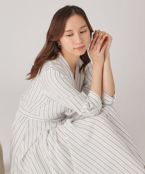 COUP DE CHANCE（クードシャンス）の「◆【洗える】ストライプ柄 カシュクールワンピース（ワンピース・レディース・ネイビー系2/ホワイト系3/ベージュ系その他6・40/38/36/34）」の5枚目の写真