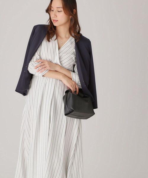 COUP DE CHANCE（クードシャンス）の「◆【洗える】ストライプ柄 カシュクールワンピース（ワンピース・レディース・ネイビー系2/ホワイト系3/ベージュ系その他6・40/38/36/34）」の6枚目の写真