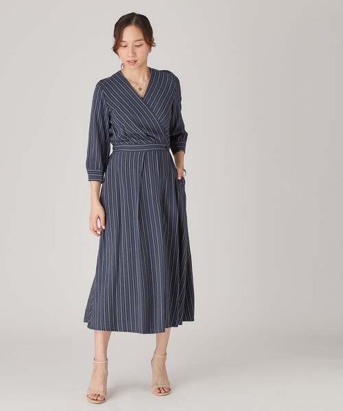 COUP DE CHANCE（クードシャンス）の「◆【洗える】ストライプ柄 カシュクールワンピース（ワンピース・レディース・ネイビー系2/ホワイト系3/ベージュ系その他6・40/38/36/34）」の21枚目の写真