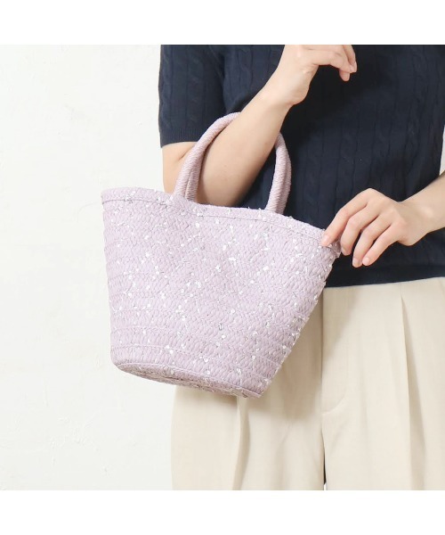 polka polka（ポルカポルカ）の「polka poka  雑材スパンコールブレードバッグ　SDI（トートバッグ・レディース・ベージュ/グレー/グリーン/ラベンダー/ライトベージュ・FREE）」の5枚目の写真