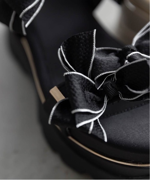 RANDA(ランダ)の「ミニリボン厚底スポ―ツサンダル(サンダル・レディース・ブラック/アイボリー・M/S/LL/L)」の12枚目の写真