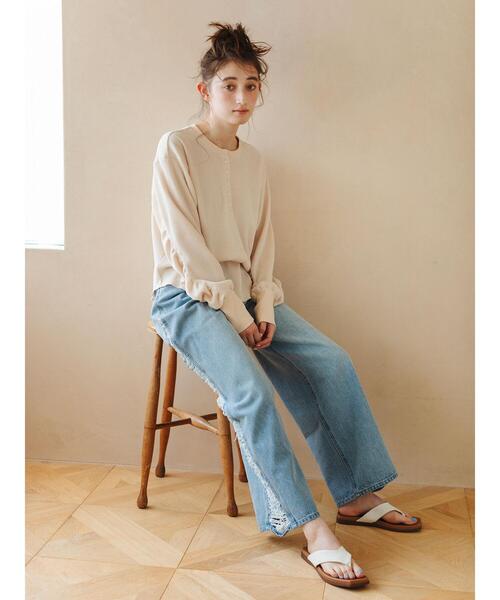 so4u（ソーフォーユー）の「ワッフルヘンリーネックカットソー（Tシャツ/カットソー・レディース・グレー/ベージュ・F）」の7枚目の写真