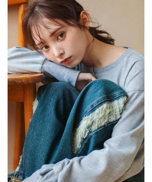 so4u（ソーフォーユー）の「ワッフルヘンリーネックカットソー（Tシャツ/カットソー・レディース・グレー/ベージュ・F）」の17枚目の写真