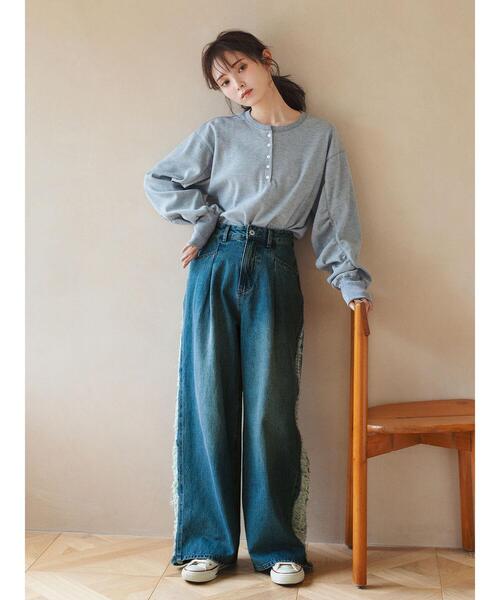 so4u（ソーフォーユー）の「ワッフルヘンリーネックカットソー（Tシャツ/カットソー・レディース・グレー/ベージュ・F）」の18枚目の写真