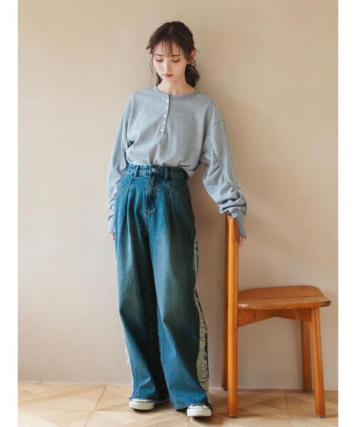 so4u（ソーフォーユー）の「ワッフルヘンリーネックカットソー（Tシャツ/カットソー・レディース・グレー/ベージュ・F）」の19枚目の写真