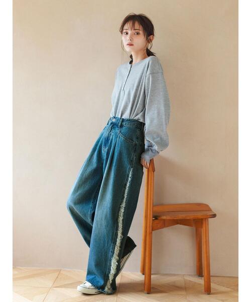 so4u（ソーフォーユー）の「ワッフルヘンリーネックカットソー（Tシャツ/カットソー・レディース・グレー/ベージュ・F）」の20枚目の写真