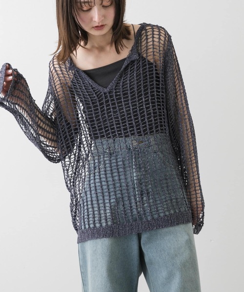 セール】キーネックメッシュニット（ニット/セーター）｜SENSE OF