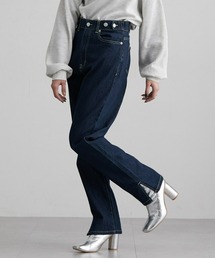 Soiunique | サイドスリットストレートデニムパンツ　（ウエストボタン調節可能）　［Soiunique］(デニムパンツ)