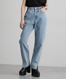 Soiunique | サイドスリットストレートデニムパンツ　（ウエストボタン調節可能）　［Soiunique］(デニムパンツ)