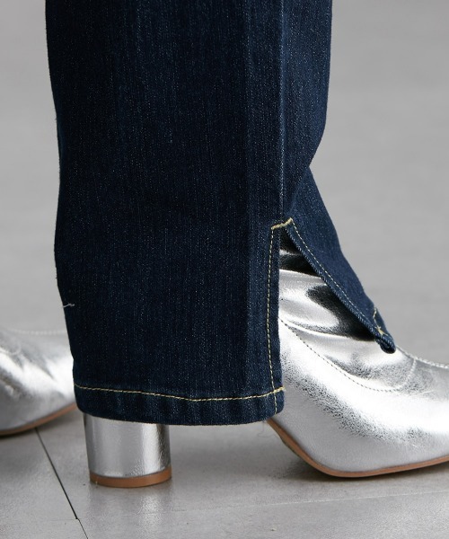 Soiunique（スワユニーク）の「サイドスリットストレートデニムパンツ　（ウエストボタン調節可能）　［Soiunique］（デニムパンツ・レディース・ブルー/ネイビー・M/L/LL）」の7枚目の写真