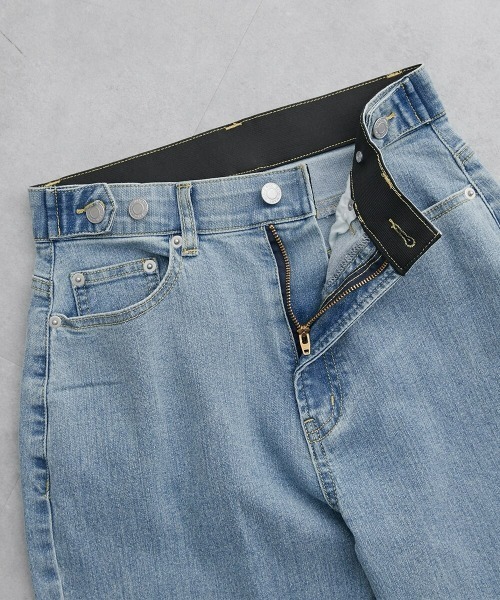 Soiunique（スワユニーク）の「サイドスリットストレートデニムパンツ　（ウエストボタン調節可能）　［Soiunique］（デニムパンツ・レディース・ブルー/ネイビー・M/L/LL）」の6枚目の写真