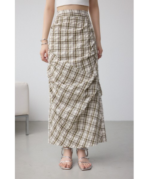 AZUL by moussy（アズールバイマウジー）の「タックドレープチェックスカート（スカート・レディース・ブラック系その他/ホワイト系その他・SMALL/MEDIUM）」の5枚目の写真