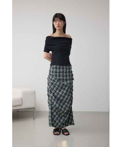 AZUL by moussy（アズールバイマウジー）の「タックドレープチェックスカート（スカート・レディース・ブラック系その他/ホワイト系その他・SMALL/MEDIUM）」の13枚目の写真