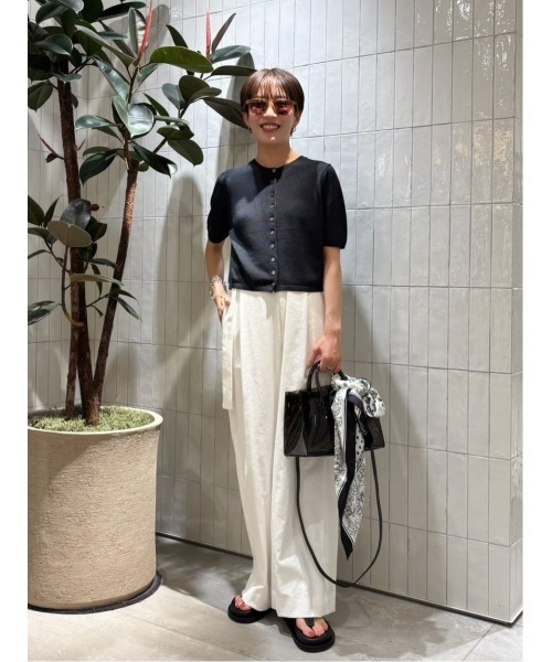 allureville リネン混 シェルタリングヨークレスパンツ イエロー trim_ofalv_itemb06081669a4511e