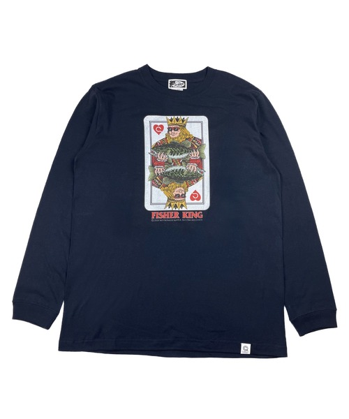 NOTHINKER(ノーシンカー)の「FISHER KING CARD Long T-shirt(Tシャツ/カットソー・メンズ・ネイビー/バーガンディー/アッシュグレー・LARGE/X-LARGE/SMALL/MEDIUM/XX-LARGE)」の2枚目の写真