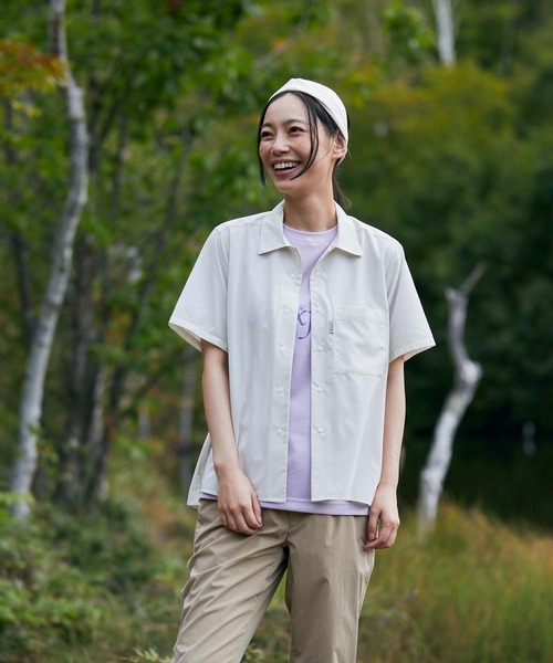 よこ様 シャツ F白 デザイン】 COFREX 前立ミニフリル 五分袖 レディースシャツ(S