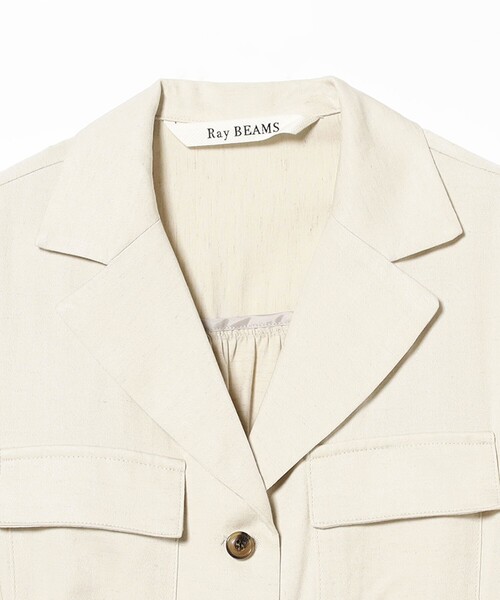 Ray BEAMS（レイビームス）の「オープンカラー シャツワンピース（ワンピース・レディース・ホワイト系その他6/ブラック・0/1）」の3枚目の写真