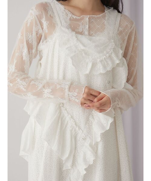 merry jenny（メリージェニー）の「シアーレースコンビtops（Tシャツ/カットソー・レディース・オフホワイト/ブラック/アイボリー・FREE）」の6枚目の写真