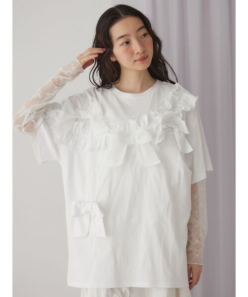 merry jenny（メリージェニー）の「シアーレースコンビtops（Tシャツ/カットソー・レディース・オフホワイト/ブラック/アイボリー・FREE）」の8枚目の写真