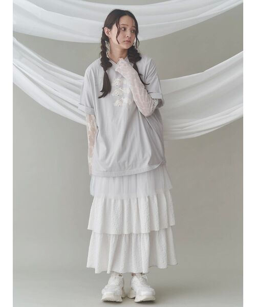 flowerシアーメッシュtops（Tシャツ/カットソー）｜merry jenny