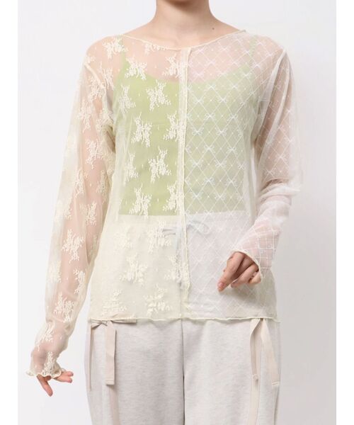 merry jenny（メリージェニー）の「シアーレースコンビtops（Tシャツ/カットソー・レディース・オフホワイト/ブラック/アイボリー・FREE）」の12枚目の写真