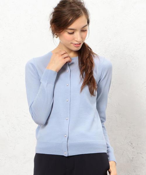 green label relaxing（グリーンレーベルリラクシング）の「◎CR HandWash W パールB 12G カーディガン（カーディガン/ボレロ・レディース・オフホワイト/ブラック/ライトグレー/ライトブルー・38/40）」の4枚目の写真