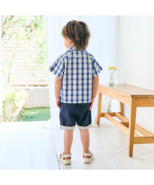 apres les cours（アプレレクール）の「半袖Tiny bear スモッキング刺繍半袖シャツ（シャツ/ブラウス・キッズ・チェック/ストライプ・80/90/100/110/120）」の4枚目の写真